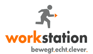 Grafik: Logo Workstation AG: graue Person im Seitenprofil, darunter Schriftzug workstation